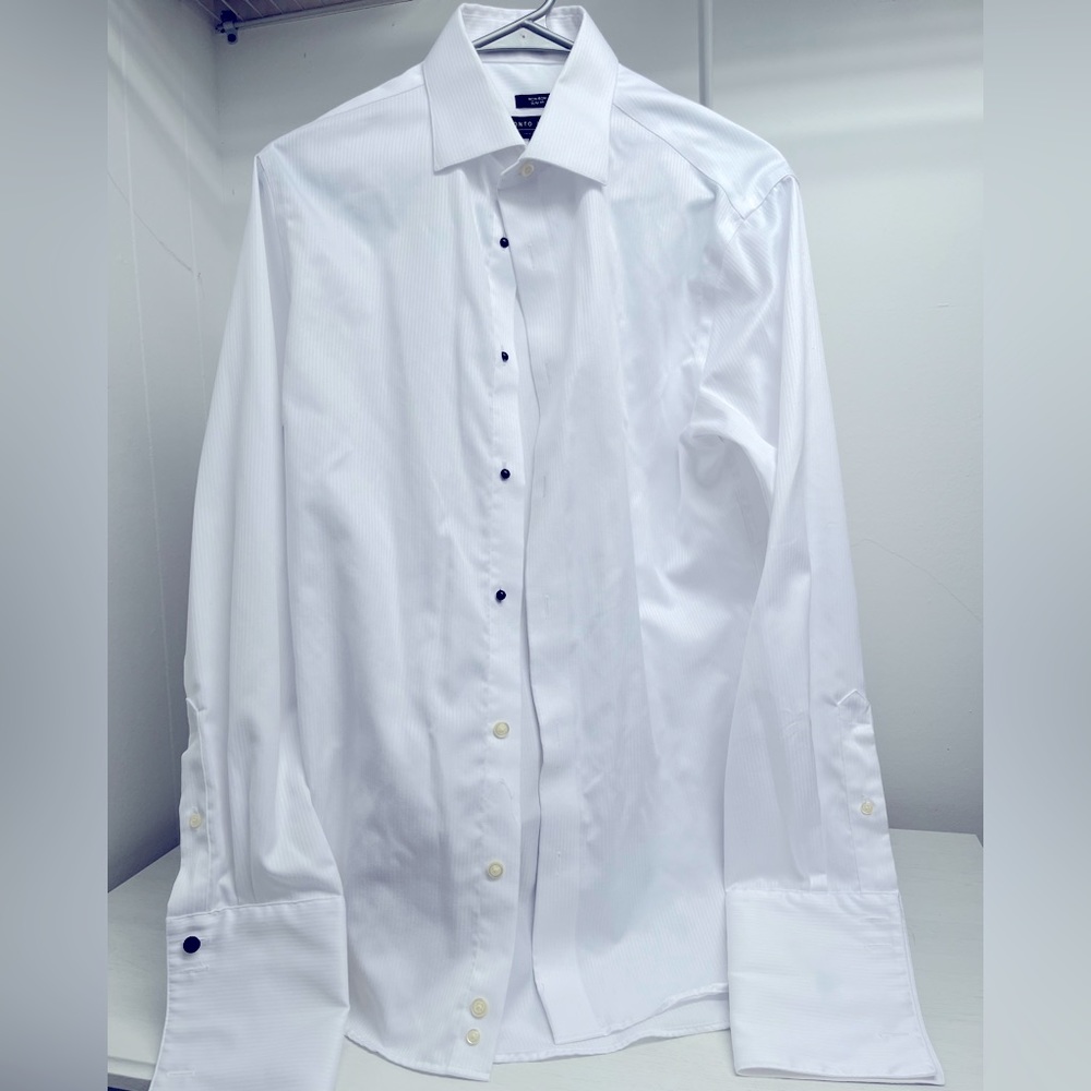 Pronto Uomo Slim Fit French Cuff Tuxedo Formal Shirt, White
